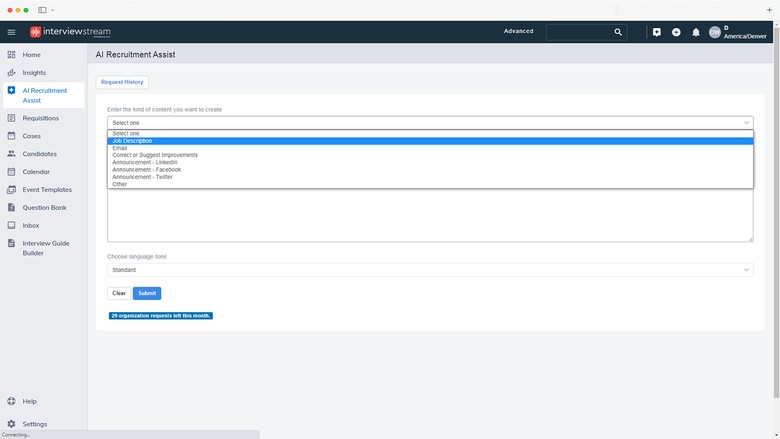 Leverage AI tools to assist in creating consistent interview questions, job descriptions, invitation email templates, and more.